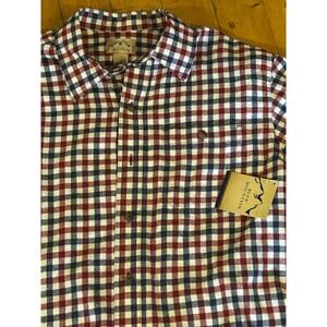 Red White Blue Plaid Flannel Shirt Long Sleeve Workwear Casual Medium NWT